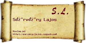 Sárváry Lajos névjegykártya