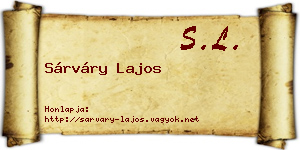 Sárváry Lajos névjegykártya